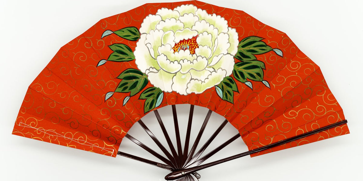 Hand-painted single peony– 扇専門店 万葉